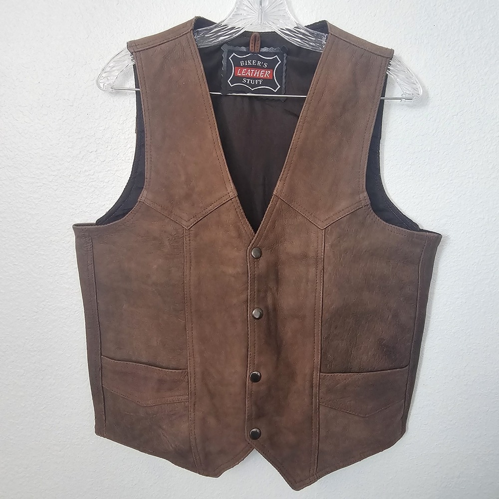 Bikers Leather Stuff Brown Leather Vest‎ Men's Size 44